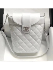 Chanel Quilting Leather Mini Bucket Bag White 2019
