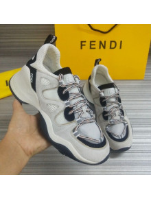 Fendi FFluid Suede Multilayer Waved Sneakers White/Black 2020