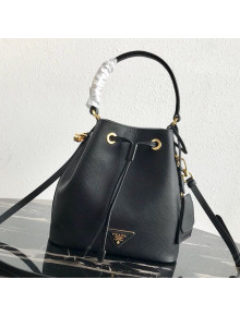 Prada Saffiano Leather Bucket Bag 1BE032 Black 2019
