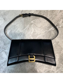 Balenciaga Hourglass Sling Shoulder Bag in Shiny Calf Leather Black/Gold 2020