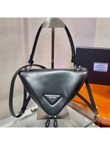 Prada Signaux Leather Triangle Mini Bag 1BA315 Black 2021