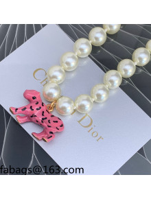 Dior D-Charms Pop Pearl Short Necklace White/Pink 2021 100813