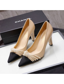 Chanel Suede Kidskin Pumps with Pearl Knot Charm G36391 7.5cm Nude 2021