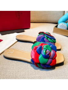 Valentino Atelier Shoe 03 Rose Edition Kidskin Flat Slide Sandal Multicolor 2020