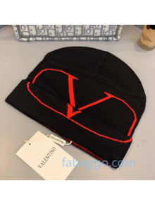 Valentino VLogo Wool Knit Hat Black/Red 2020