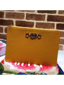Gucci Zumi Grainy Leather Pouch 570728 Yellow 2019