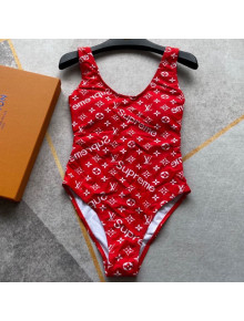 Louis Vuitton Monogram One-Piece Swimwear LVS16 Red 2021