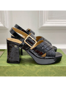 Gucci Patent Leather Platform Sandals 8.5cm Black 2021