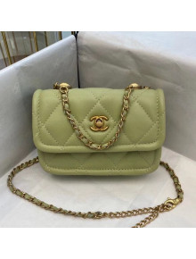 Chanel Quilted Lambskin Belt Bag with Metal Buttons A81018 Green 2020
