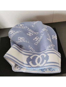 Chanel Cotton Knit Logo Hat Blue 2020