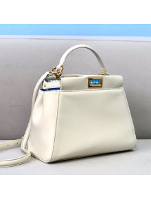 Fendi Peekaboo Iconic Mini Bag in White Nappa Leather and Check 2020