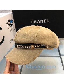 Chanel Canvas Hat with Chain Charm Beige 2020