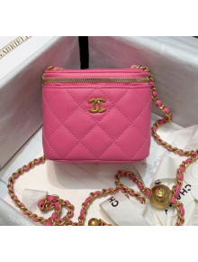 Chanel Lambskin Small Classic Box with Chain And Gold Metal Ball AP1447 Rosy 2020