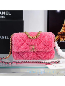 Chanel 19 Shearling Sheepskin Small Flap Bag AS1160 Pink 2020