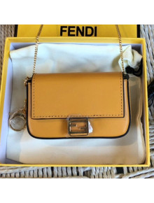 Fendi Leather Nano Baguette Chain Bag/Charm Yelllow 2019