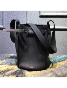 Celine Big Bag Bucket Bag With Long Strap in Grained Calfskin Dark Grey 2018