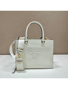 Prada Medium Saffiano Leather Handbag 1BA337 White 202
