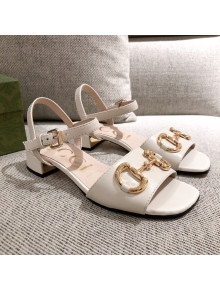 Gucci Leather Sandal with Horsebit White 2021 13
