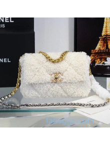 Chanel 19 Shearling Sheepskin Small Flap Bag AS1160 Snow White 2020