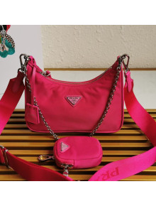 Prada Re-Edition 2005 Nylon Shoulder Bag 1BH204 Hot Pink 2021 05