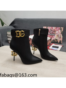 Dolce & Gabbana DG Calf Leather Ankle Short Boots 10.5cm Black 2021