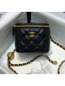 Chanel Lambskin Small Classic Box with Chain And Gold Metal Ball AP1447 Black 2020