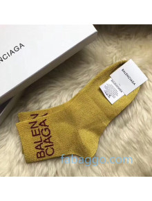 Balenciaga Logo Short Socks Gold 01 2020