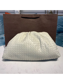 Bottega Veneta LargeThe Pouch Oversized Clutch in Woven Lambskin White 2019