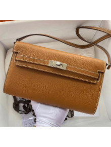 Hermes Kelly Long To Go Wallet in Original Epsom Leather Brown/Silver 2020