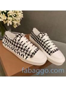 Burberry Check Canvas Low-Top Sneakers with Side Logo Grey 2020