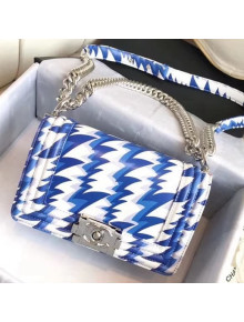 Chanel Lambskin Printing and Dyeing Small Boy Flap Bag White/Blue 2018