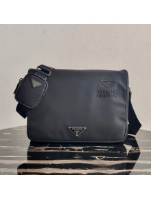Prada Men's Re-Nylon and Saffiano Leather Shoulder Bag 2VD039 Black 2020