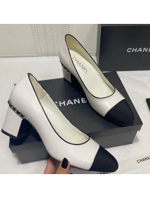 Chanel Laminated Lambskin Chain Pumps 6cm G37164 White 2021