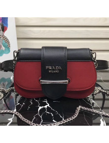Prada Sidonie Leather Belt Bag 1BL021 Black/Red 2019