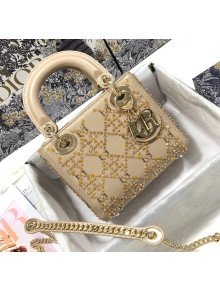 Dior Lady Dior Mini Bag With Crystals Apricot 2021