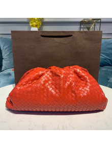 Bottega Veneta LargeThe Pouch Oversized Clutch in Woven Lambskin Orange Red 2019