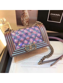 Chanel PVC/Iridescent Patent Small Boy Flap Bag Purple 2018