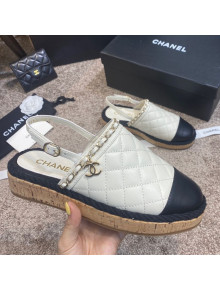 Chanel Quilted Lambskin Slingback Espadrilles White 2021