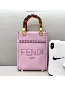 Fendi Sunshine Leather Mini Shopper Tote Bag Pink 2021