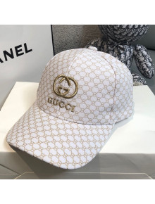 Gucci GG Canvas Baseball Hat White/Gold 2021