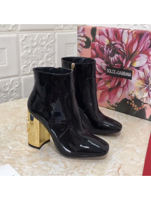 Dolce & Gabbana DG Patent Leather Heel 10.5cm Ankle Boots Black 2021