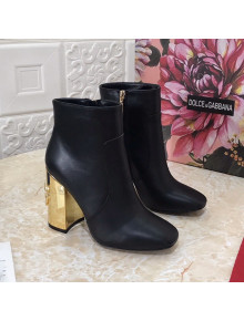 Dolce & Gabbana DG Calfskin Heel 10.5cm Ankle Boots Black 2021