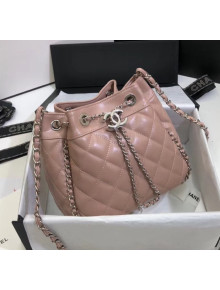 Chanel Aged Calfskin Drawstring Bag With Chain Edge AS1803 Pink 2020