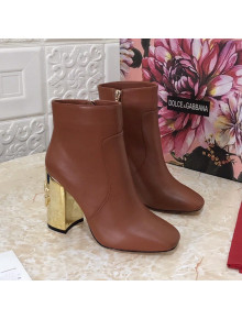 Dolce & Gabbana DG Calfskin Heel 10.5cm Ankle Boots Brown 2021