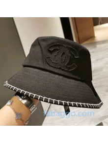 Chanel CC Canvas Bucket with Stitch Brim Hat Black 2020 