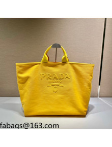 Prada Drill Fabric Tote Bag 2VG081 Sunny Yellow 2021