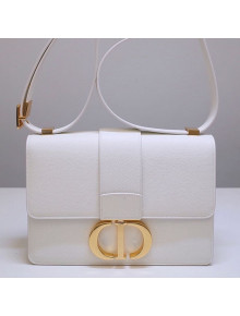 Dior 30 Montaigne CD Flap Bag in Grained Calfskin White 2019