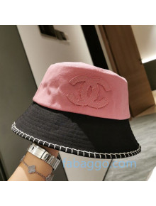Chanel Two-tone Bucket Hat with Stitch Brim Pink 2020
