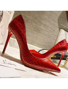 Christian Louboutin Stone Embossed Calfskin Pumps Red 2021