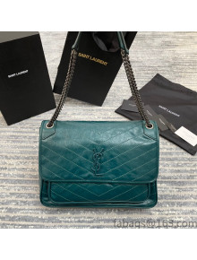 Saint Laurent Niki Large Chain Bag in Crinkled Leather 498830 Green 2021